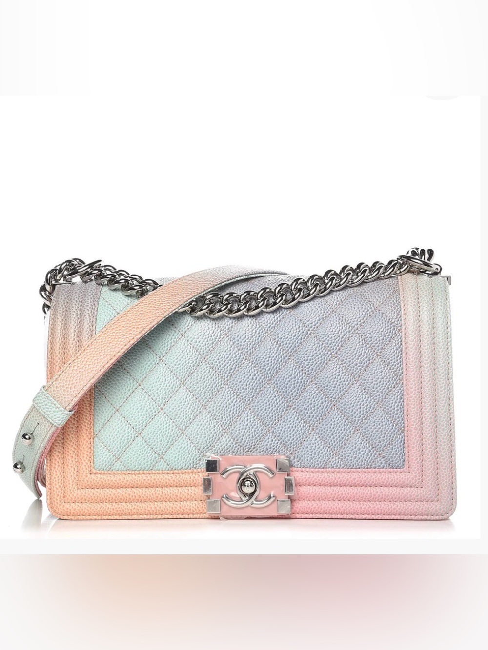 NWT CHANEL Rainbow Boy Shoulder Bag Silvertone Hardware